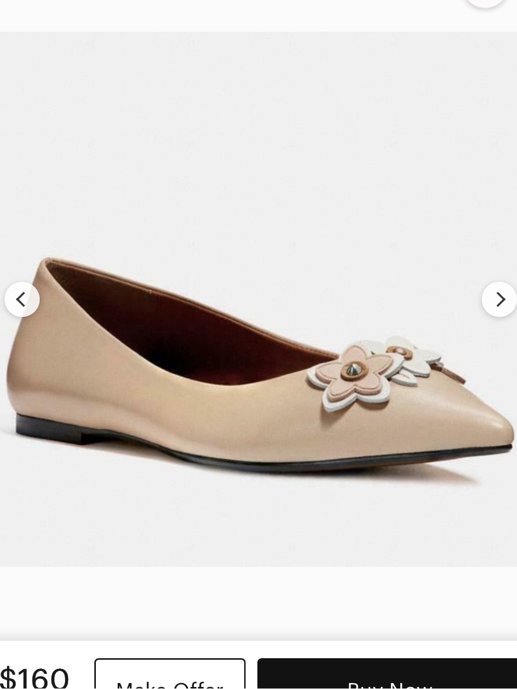 Coach 36 Pointed Toe Floral Applique Women’s Flats - Blush